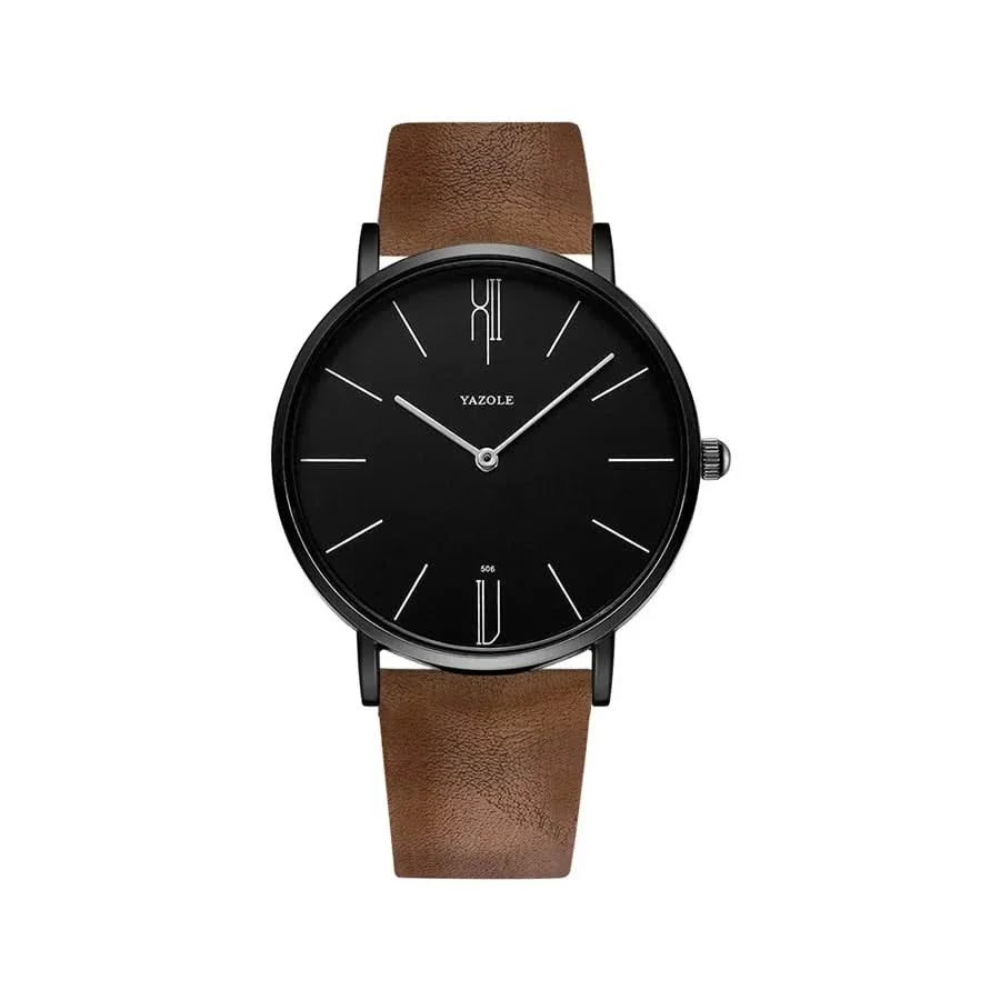Brown & Black Classic 40mm Leather Watch front view