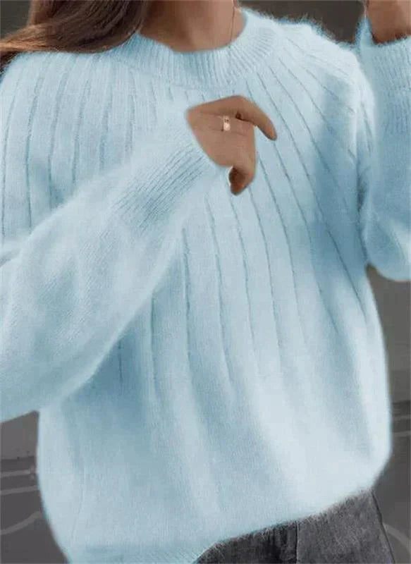 Light Blue Classic Fit Cashmere Knit Sweater front view