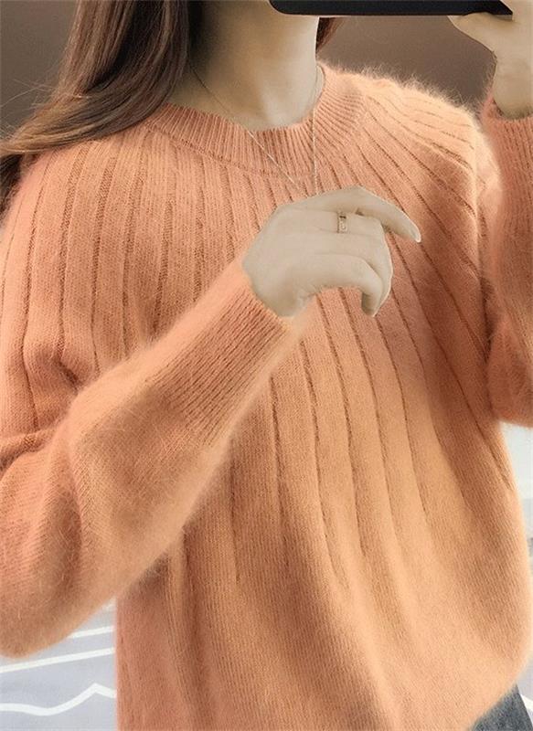 Orange Classic Fit Cashmere Knit Sweater front view