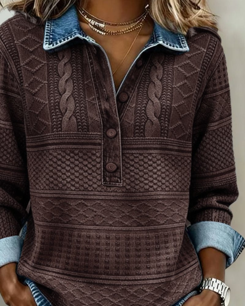 Collared Cable-Knit Sweater alternate view 9