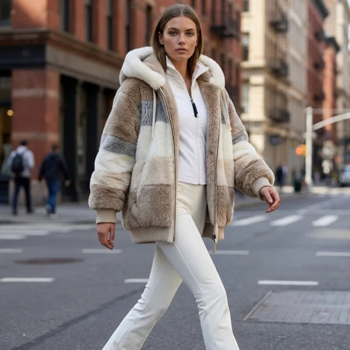 Color-Block Faux Fur Coat alternate view 7