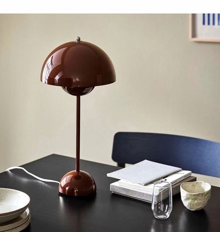 Dark Red Color-Changing Mushroom Table Lamp front view