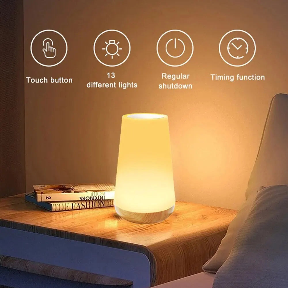 Color-Changing Touch Bedside Lamp lit glow detail