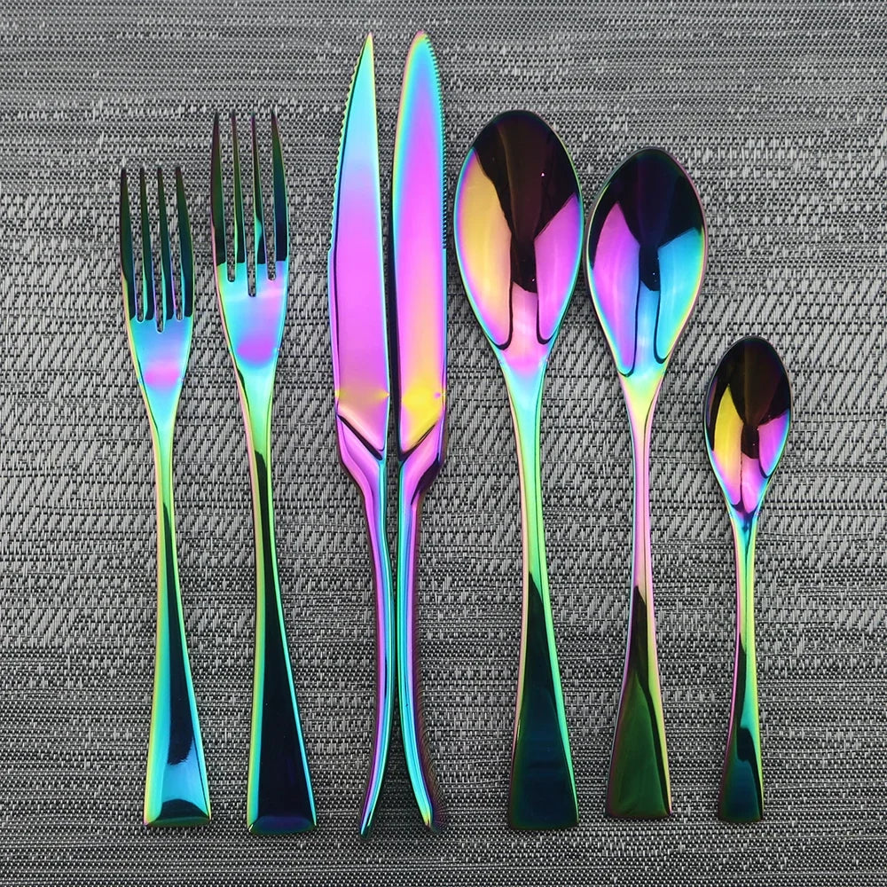 Gold Stainless Steel Silverware Set place setting detail