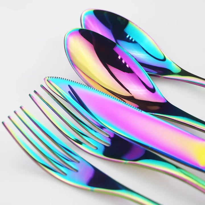 Black Stainless Steel Silverware Set product view