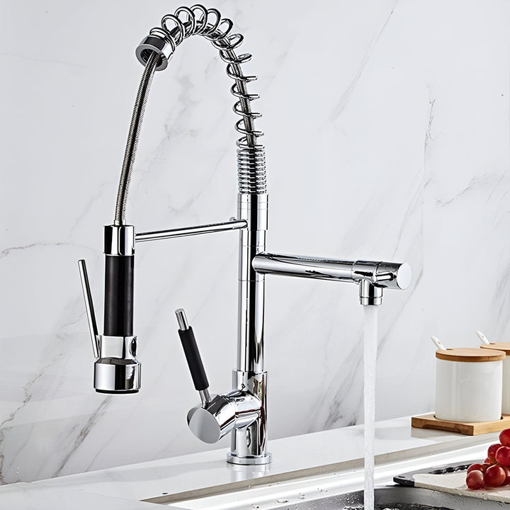 Commercial-Style Pull-Down Kitchen Faucet handle detail