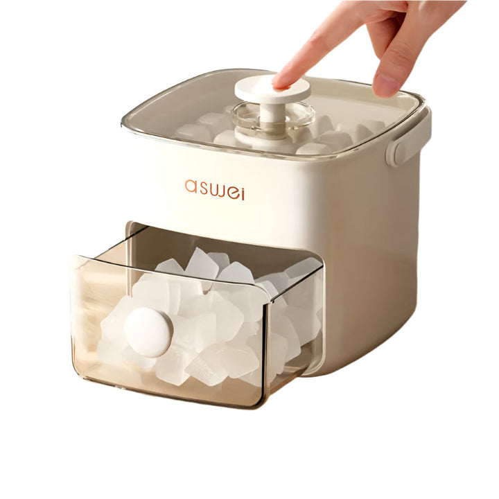 Compact Countertop Ice Maker with ice drawer open