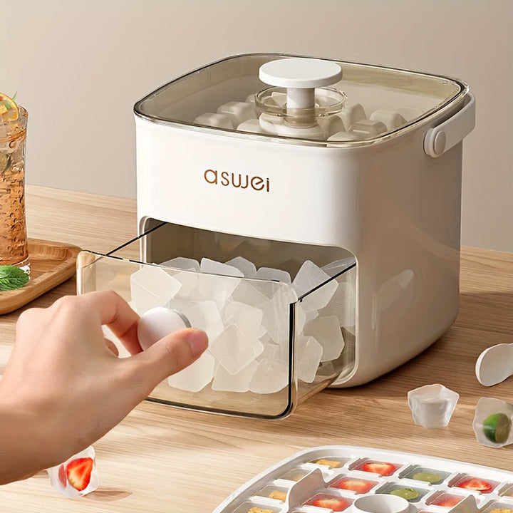 Compact Countertop Ice Maker on counter with drink