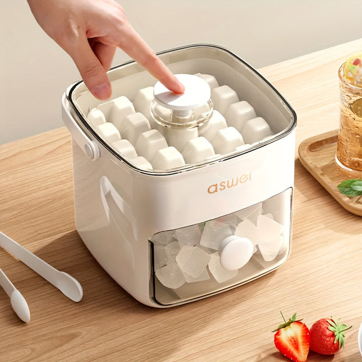 Compact Countertop Ice Maker with strawberries and tongs
