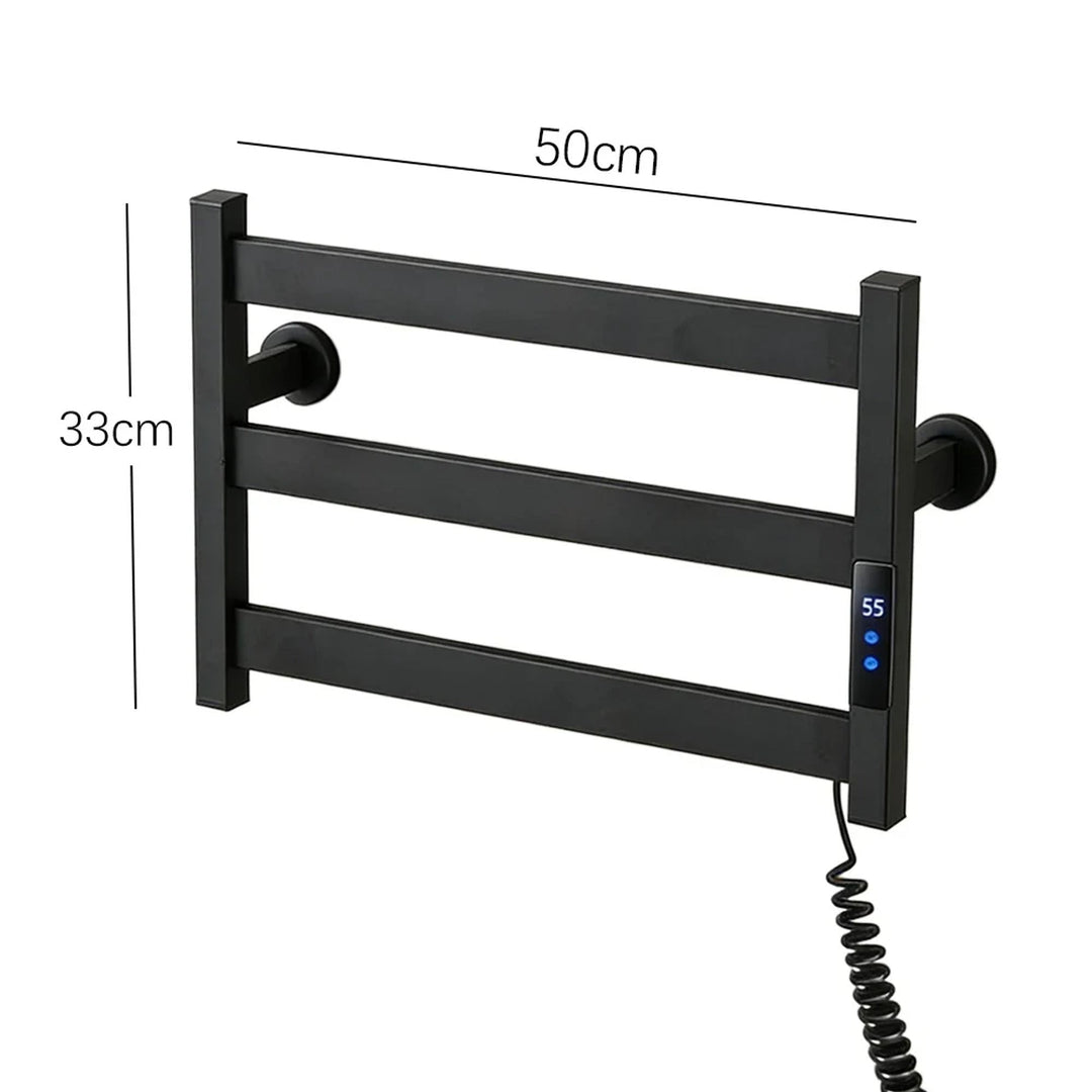 Three-bar heated towel rack dimensions diagram