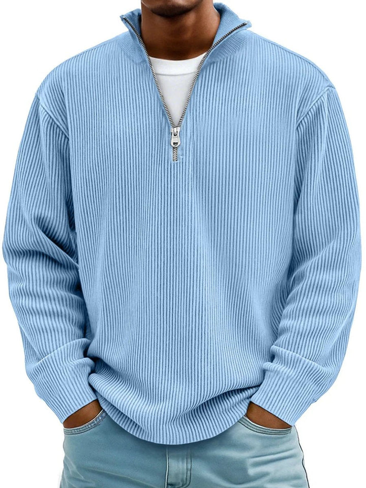 Corded Rib Quarter-Zip Pullover front view
