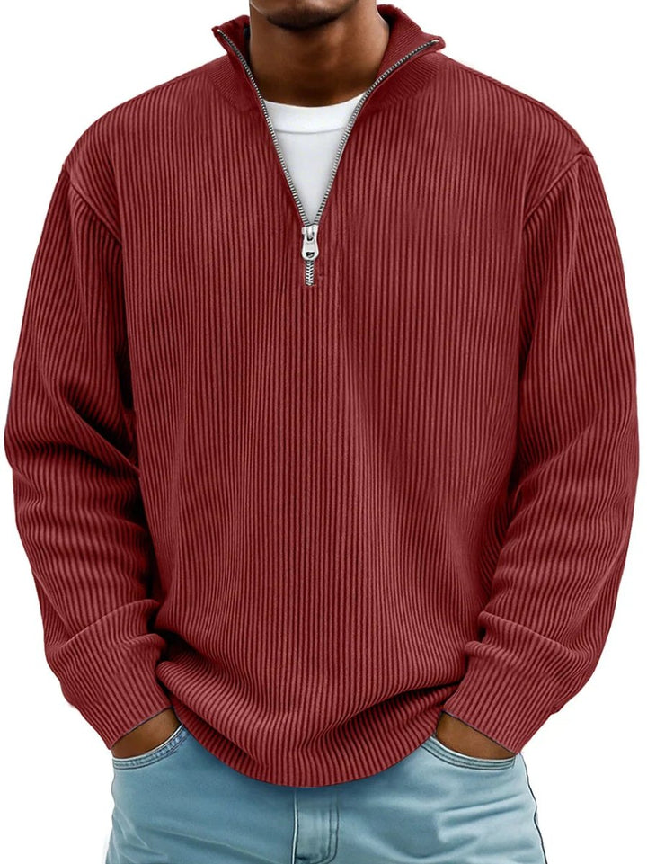 Corded Rib Quarter-Zip Pullover alternate view 2