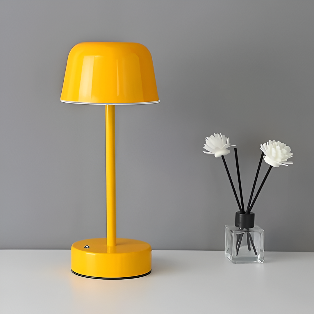 Yellow Cordless Bell Shade LED Table Lamp front view