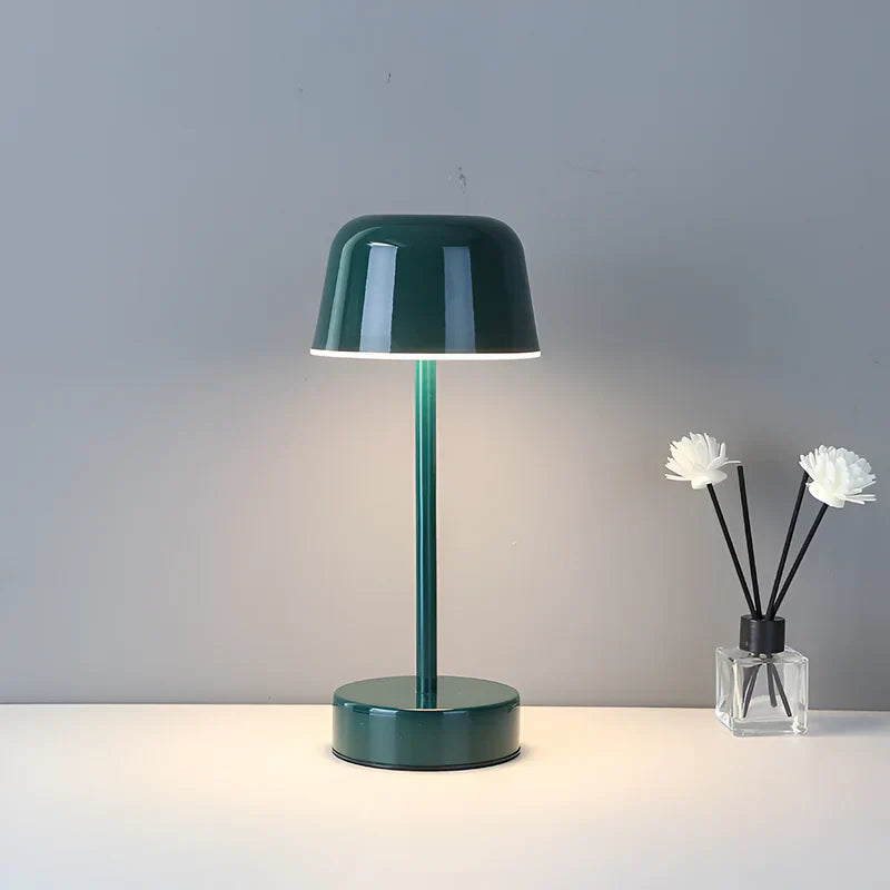 Green Cordless Bell Shade LED Table Lamp front view