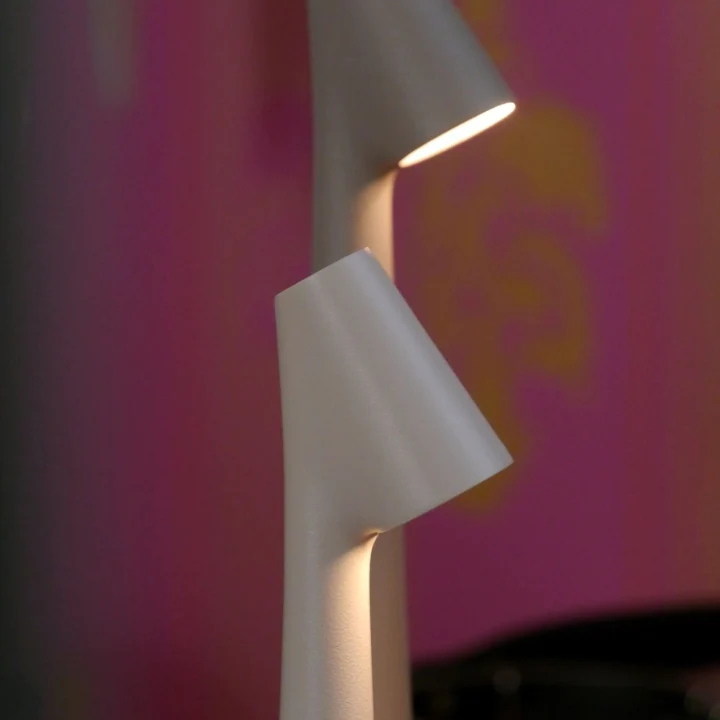 White Cordless Cone Table Lamp head detail
