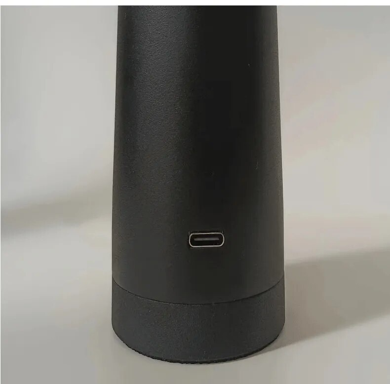Black Cordless Cone Table Lamp USB-C charging port