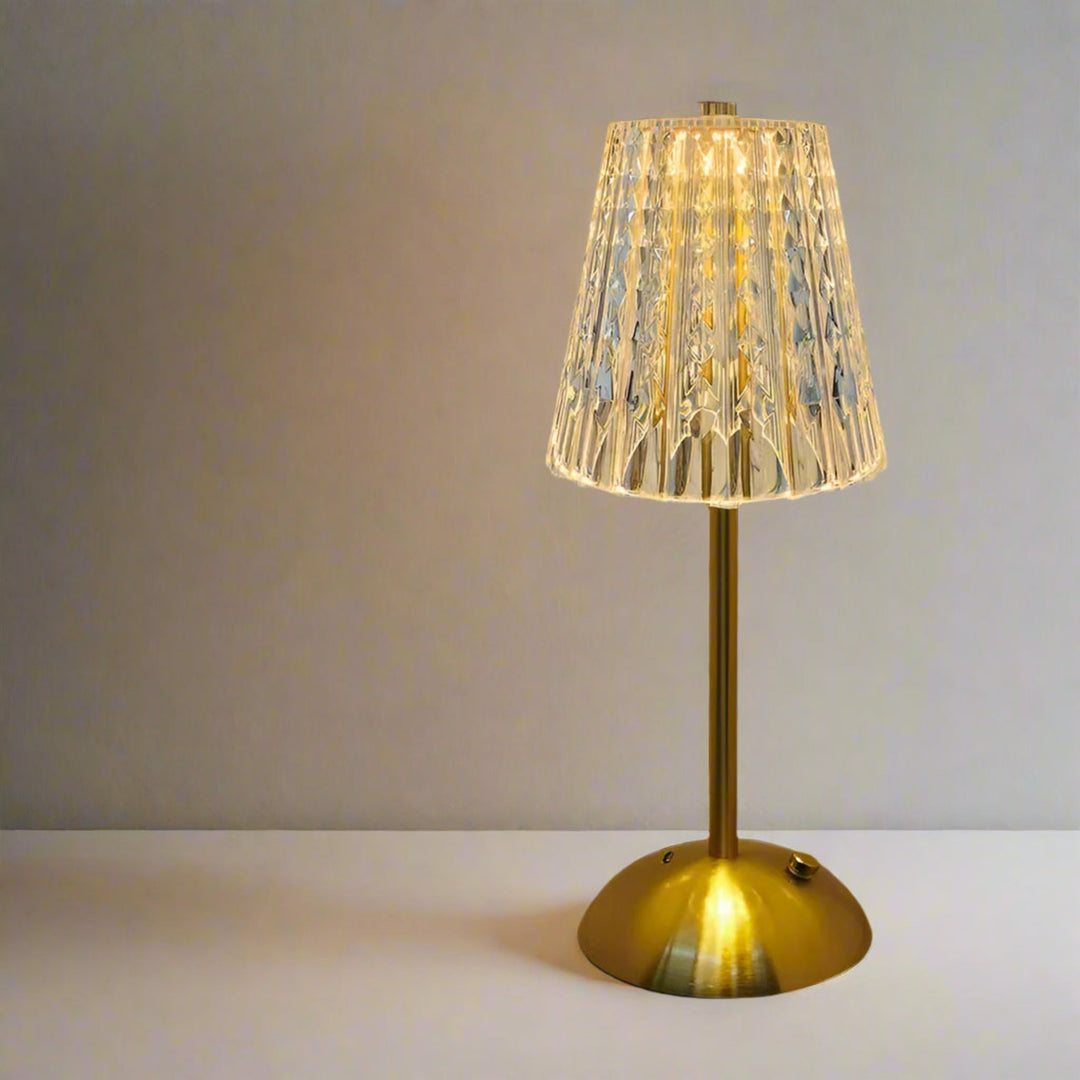 Cordless Crystal-Look Table Lamp cone shade front view