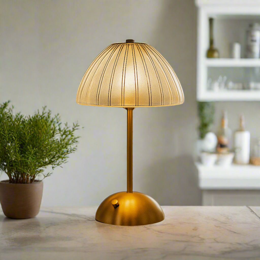 Cordless Crystal-Look Table Lamp dome shade kitchen lifestyle