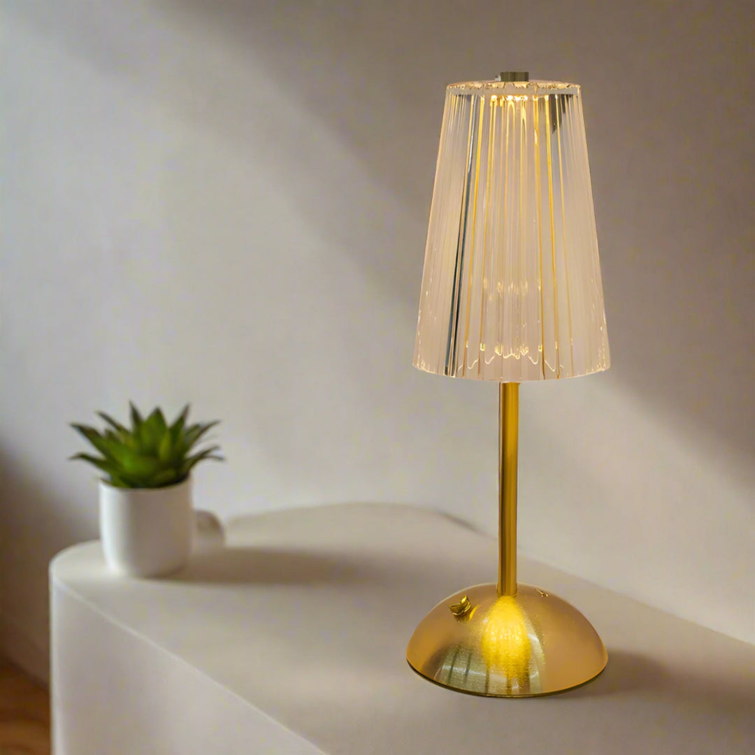 Cordless Crystal-Look Table Lamp tall shade front view