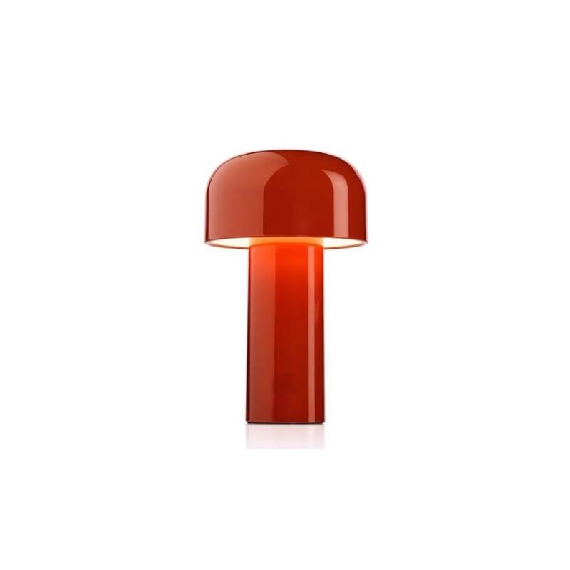 Red Cordless Rechargeable Mushroom Lamp front view