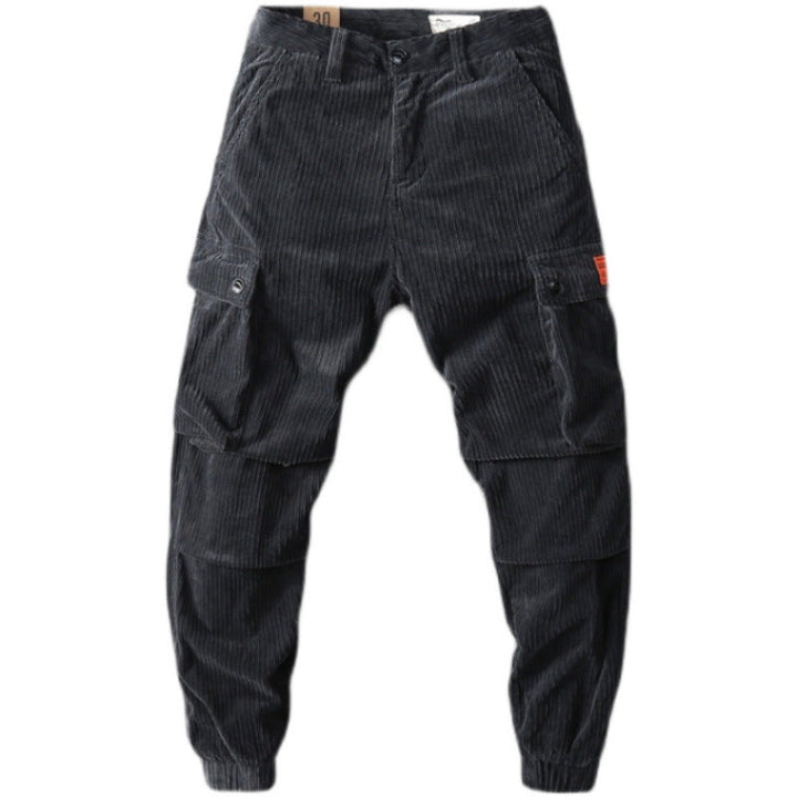 Gray Corduroy Cargo Pants front view