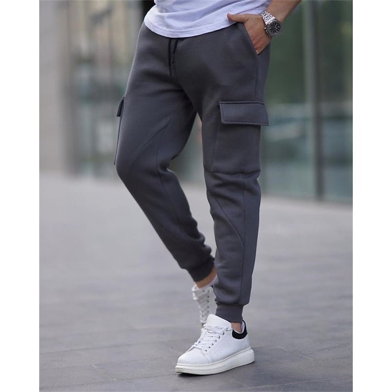 Dark Gray Cuffed Cargo Joggers front view