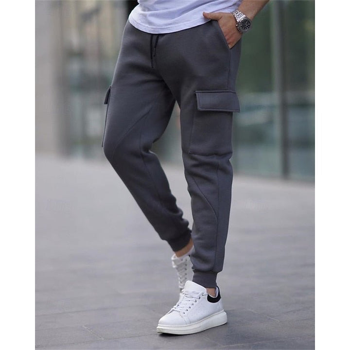 Dark Gray Cuffed Cargo Joggers front view