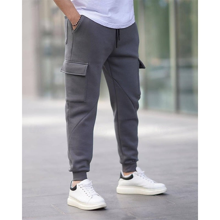 Dark Gray Cuffed Cargo Joggers side view