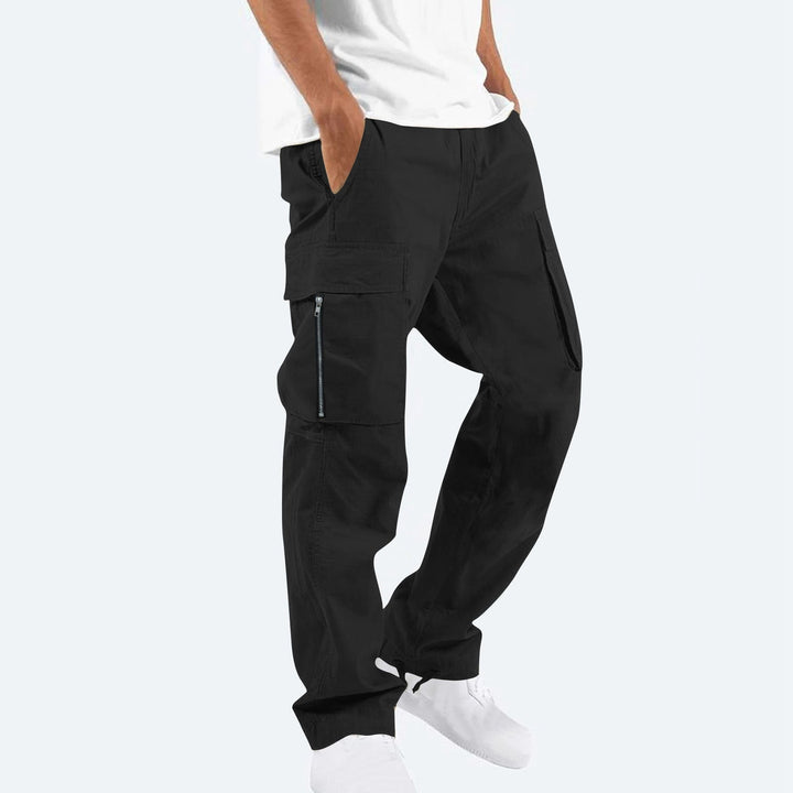 Black Cotton-Blend Cargo Pants worn side view