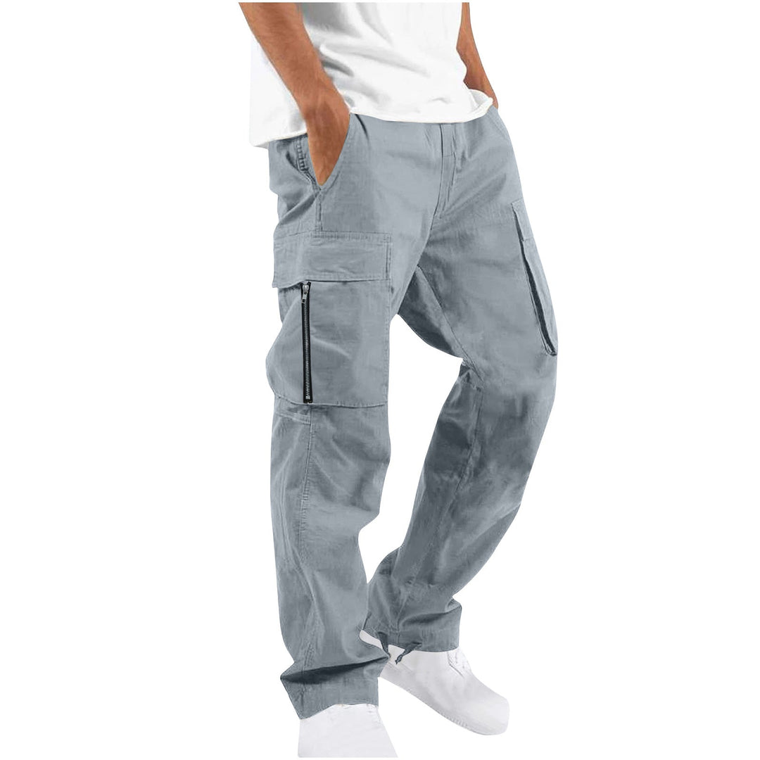 Gray Cotton-Blend Cargo Pants worn side view