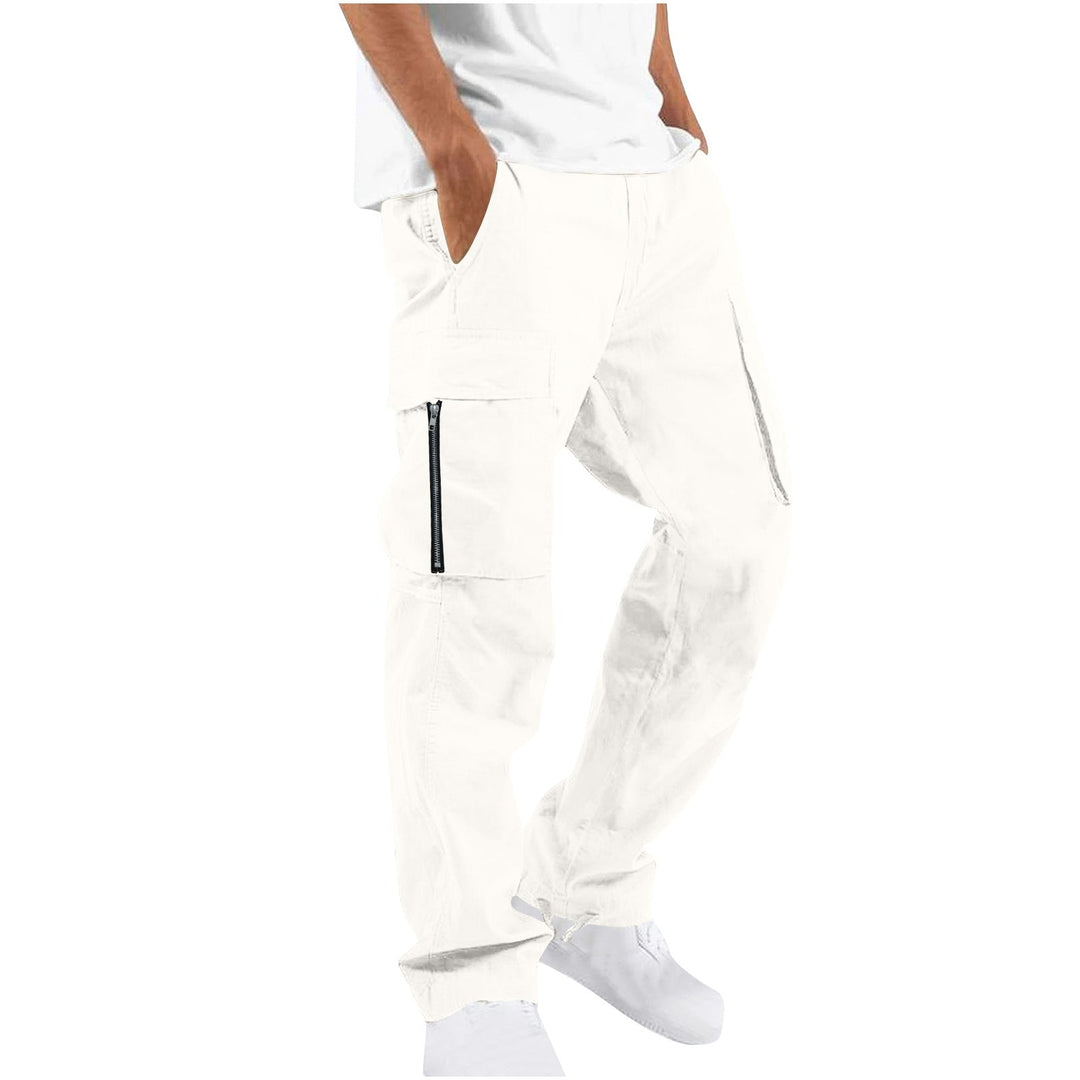 White Cotton-Blend Cargo Pants worn side view on white