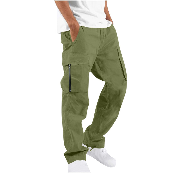Green Cotton-Blend Cargo Pants worn side view on white