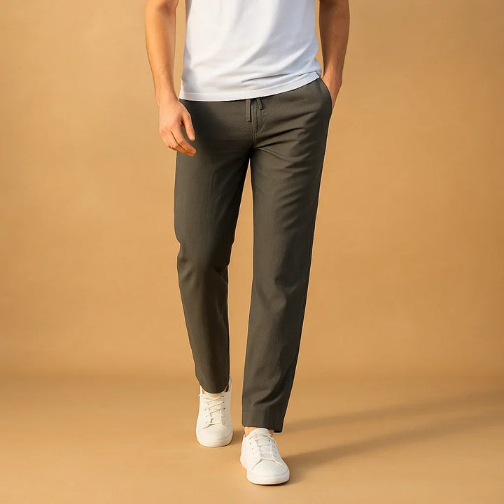 Gray Cotton Pull-On Trousers front view
