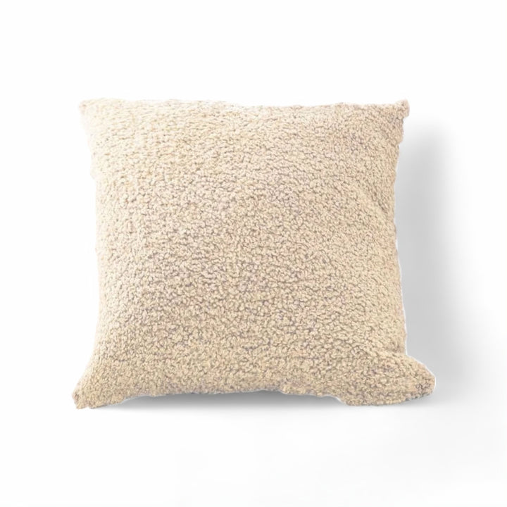 Beige Cozy Faux Fur Cushion Cover front view