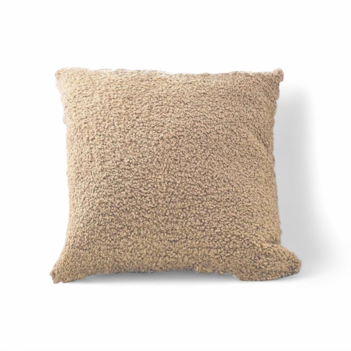 Coffee Cozy Faux Fur Cushion Cover front view
