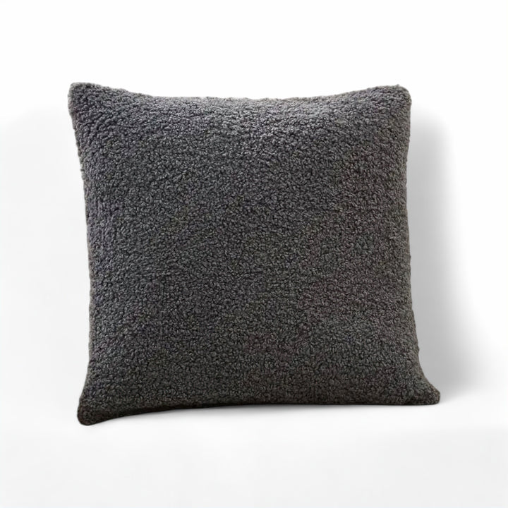 Grey Cozy Faux Fur Cushion Cover front view