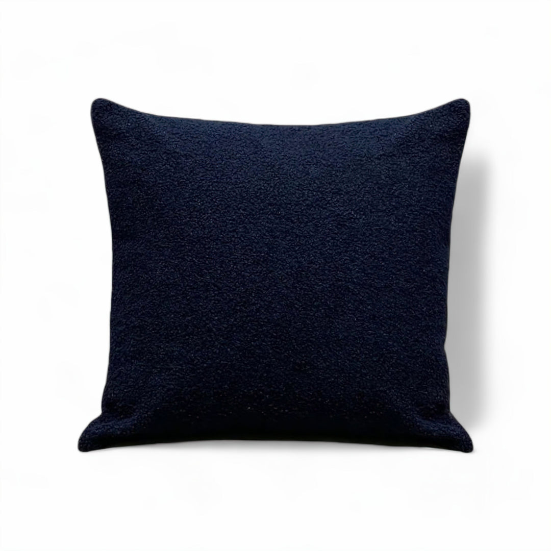 Navy Cozy Faux Fur Cushion Cover front view