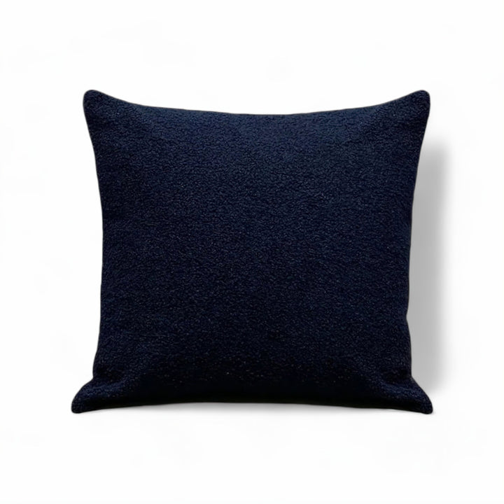 Navy Cozy Faux Fur Cushion Cover front view