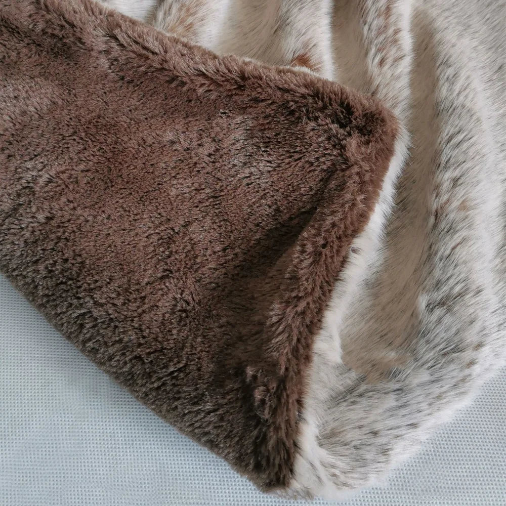 Cozy Faux Fur Throw Blanket on sofa lifestyle
