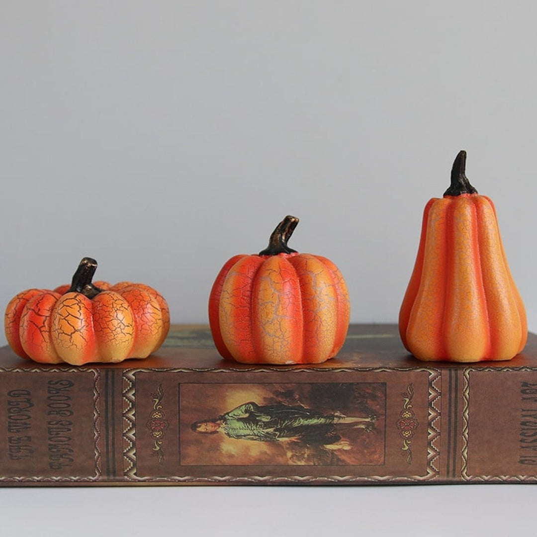 Crackle Resin Pumpkin Lanterns mixed shape set