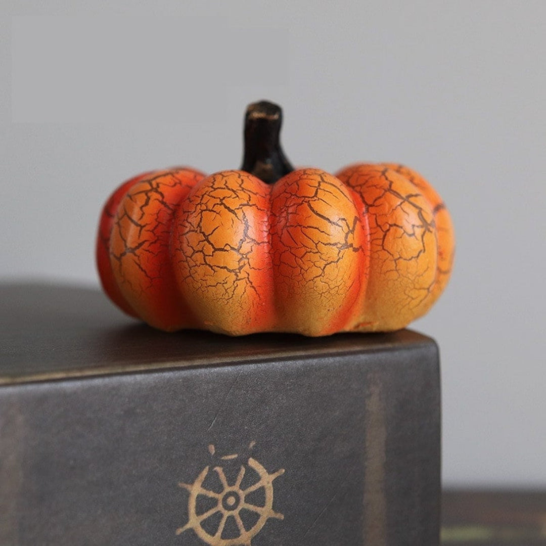 Crackle Resin Pumpkin Lanterns squat pumpkin shape