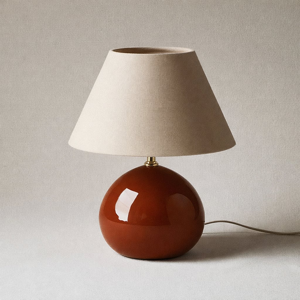 Cream Ceramic Mushroom Lamp front view