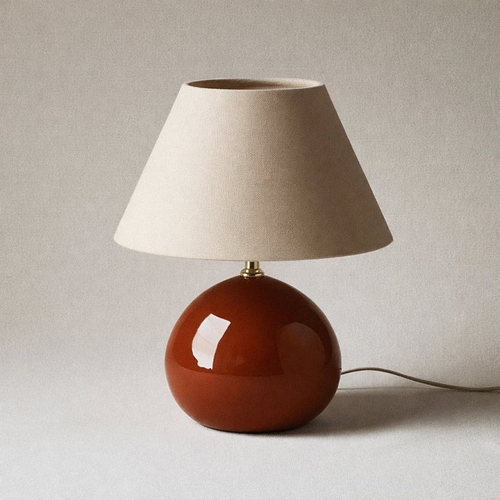 Cream Ceramic Mushroom Lamp front view