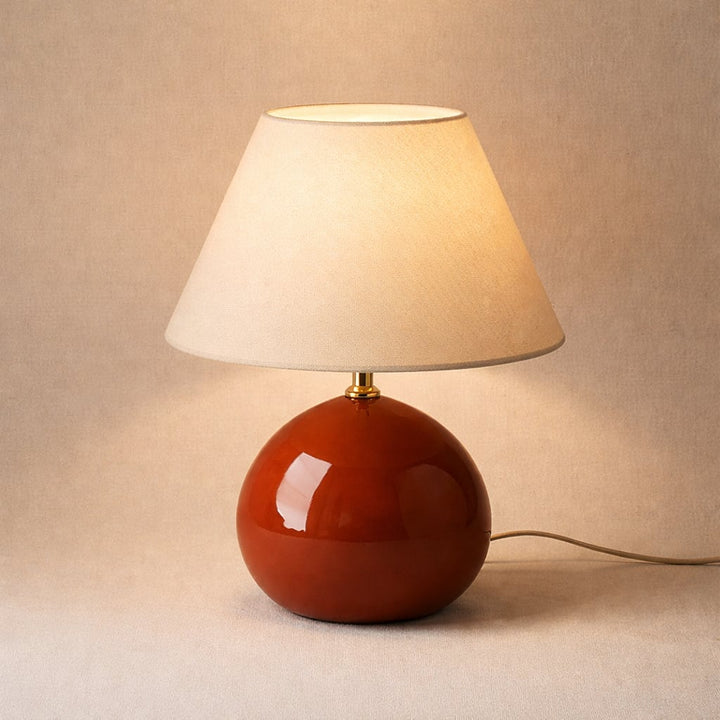 Cream Ceramic Mushroom Lamp lit glow detail