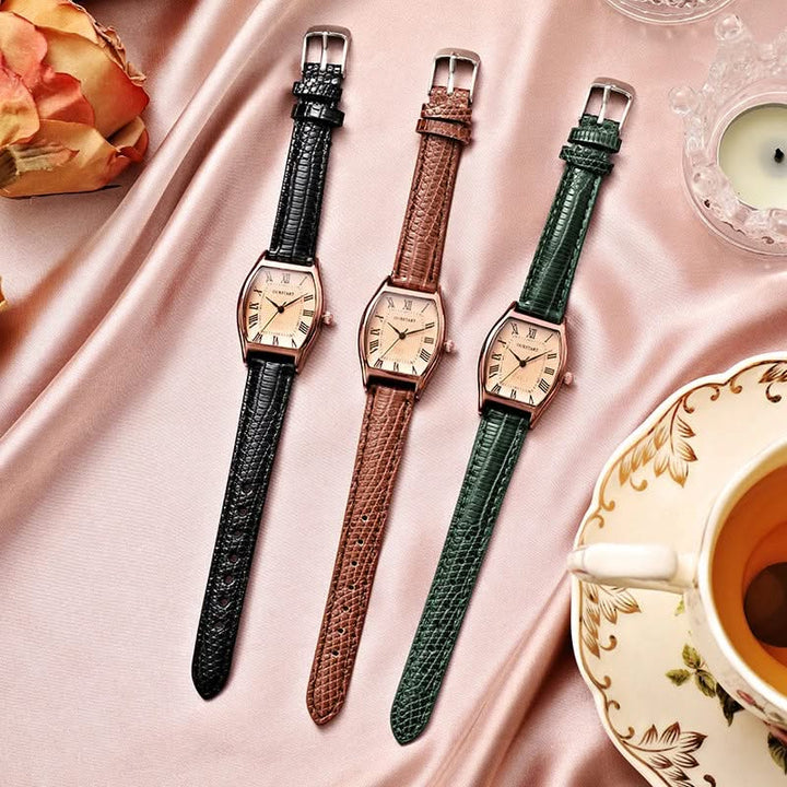 Croc-Embossed Tonneau Watch all three colors flat lay
