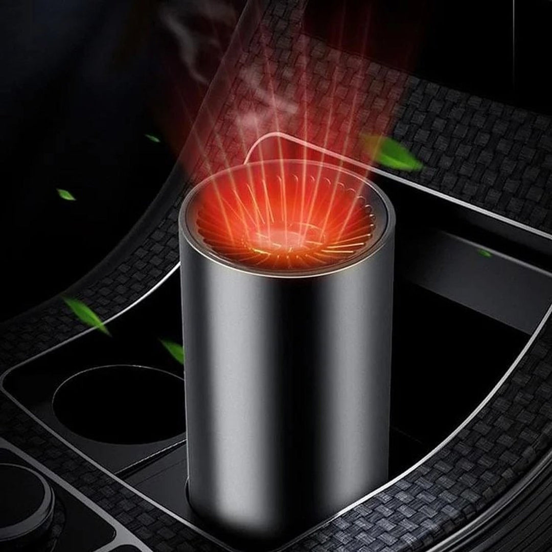 Cup-holder car heater running in a console cup holder