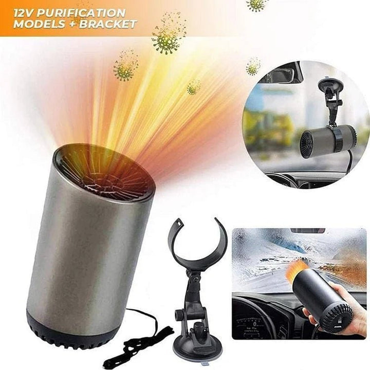 Cup-holder car heater with suction mount accessories