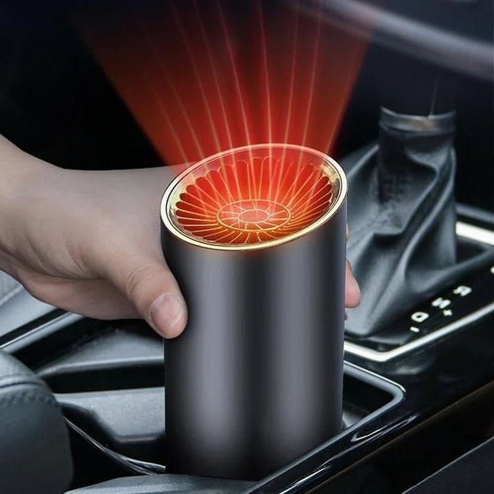 Cup-holder car heater in use in a cup holder
