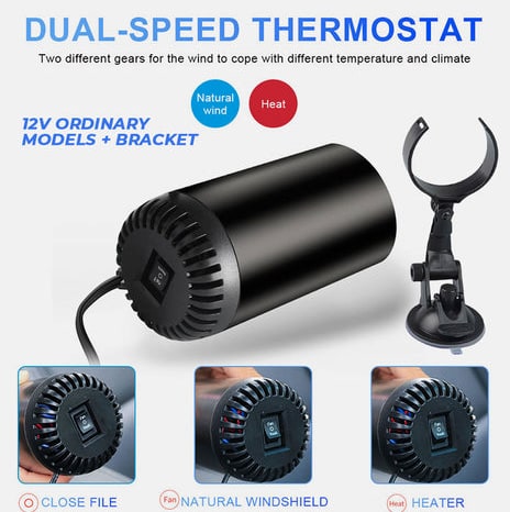 Cup-holder car heater dual-speed control detail