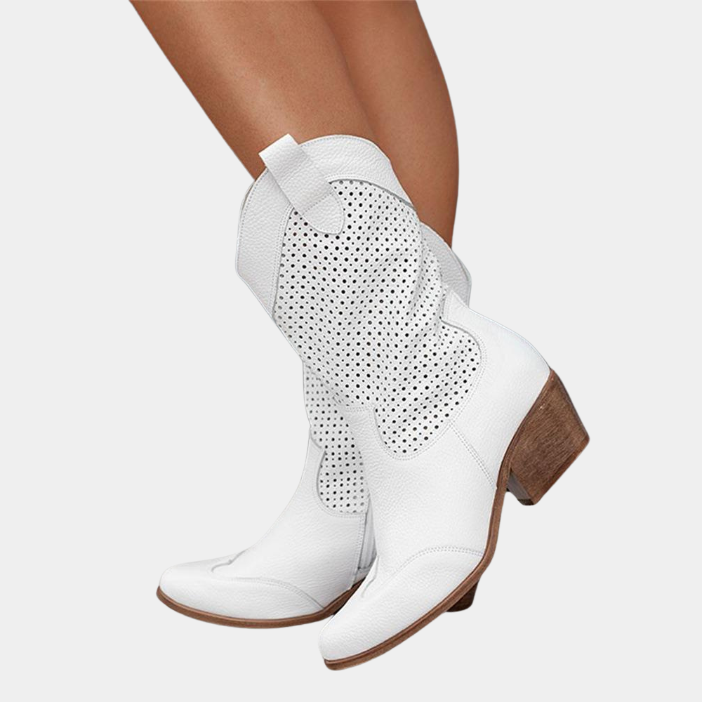 White Western Cowboy Boots view 1
